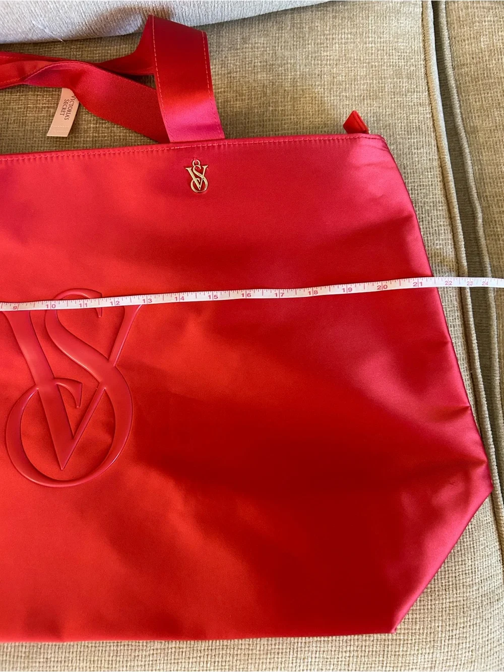 Victoria's Secret Red Embossed VS Logo Tote